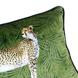 Paoletti Cheetah Forest Green Velvet Cushion - Size: 50 x 30cm - Wilko - thumbnail 5