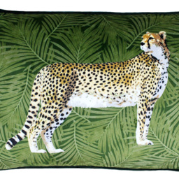 Paoletti Cheetah Forest Green Velvet Cushion - Size: 50 x 30cm - Wilko - thumbnail 3