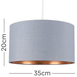 ValueLights Reni Grey and Metallic Copper Medium Ceiling Drum Lamp Shade - Size: 35 x 20 x 35cm - Wilko - thumbnail 6