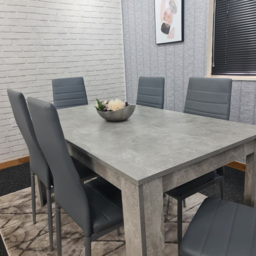 Kosy Koala 6 Seater Faux Leather Dining Set Stone Grey Effect and Grey - Size: 96 x 40 x 40cm - Portland - Wilko - thumbnail 4