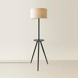 ValueLights Desmond Side Table Black Wood Tripod LED Floor Lamp with Bulb - Size: 150 x 45 x 45cm - Cream - Wilko - thumbnail 5