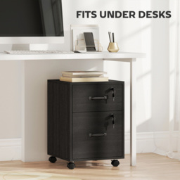Portland 2 Drawer Black Mobile Lockable Filing Cabinet with Keys - Size: 54.1 x 40 x 40cm - Wilko - thumbnail 6