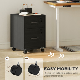 Portland 2 Drawer Black Mobile Lockable Filing Cabinet with Keys - Size: 54.1 x 40 x 40cm - Wilko - thumbnail 7