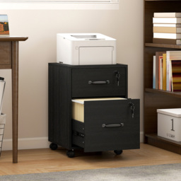 Portland 2 Drawer Black Mobile Lockable Filing Cabinet with Keys - Size: 54.1 x 40 x 40cm - Wilko - thumbnail 4