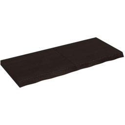 vidaXL 120 x 50 x 6cm Dark Brown Treated Solid Oak Wall Shelf - Size: 6 x 120 x 50cm - Wilko