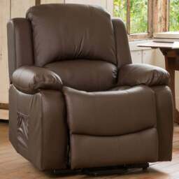 Artemis Home Glendale Brown Bonded Leather Manual Recliner Chair - Size: Single - Wilko