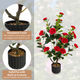 Costway Red Flowers Camellia Tree Artificial Plant In Pot 3.1ft - Size: 95 x 20 x 20cm - Wilko - thumbnail 6