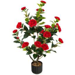 Costway Red Flowers Camellia Tree Artificial Plant In Pot 3.1ft - Size: 95 x 20 x 20cm - Wilko - thumbnail 1