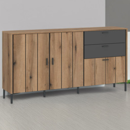 Furniture To Go Arundel 3 Door 2 Drawer Single Shelf Oak Sideboard - Brown - Wilko - thumbnail 1