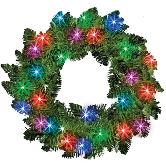 Shatchi Pre Lit Imperial Pine Christmas Wreath Green 55cm - Size: 55 x 12 x 10cm - Wilko - image 1