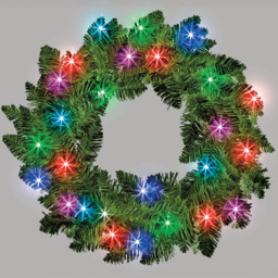 Shatchi Pre Lit Imperial Pine Christmas Wreath Green 55cm - Size: 55 x 12 x 10cm - Wilko - thumbnail 3
