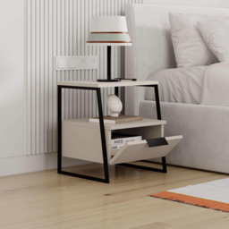 FWStyle Pal Single Door Sandstone Bedside Table - Cream - Wilko - thumbnail 4