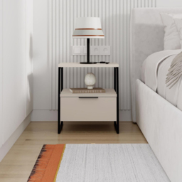 FWStyle Pal Single Door Sandstone Bedside Table - Cream - Wilko - thumbnail 5
