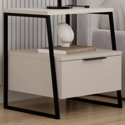 FWStyle Pal Single Door Sandstone Bedside Table - Cream - Wilko - thumbnail 1