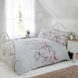 Rapport Home Eloise Single Grey Duvet Cover Set - Silver - Wilko - thumbnail 1