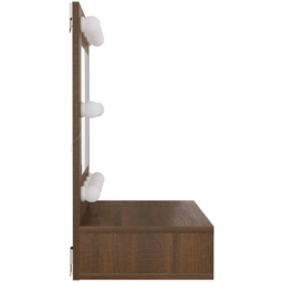 vidaXL 4 Open Shelf Brown Oak LED Mirror Bathroom Cabinet - Size: 62 x 60 x 31.5cm - Wilko - thumbnail 6