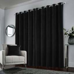 Enhanced Living Hampton Black Velvet Blackout Thermal Eyelet Curtains 168 x 229cm - Wilko - thumbnail 4