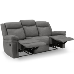 Home Detail Rowan 3 Seater Grey Faux Leather Manual Recliner Sofa - Wilko - thumbnail 5