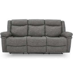 Home Detail Rowan 3 Seater Grey Faux Leather Manual Recliner Sofa - Wilko - thumbnail 4