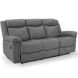 Home Detail Rowan 3 Seater Grey Faux Leather Manual Recliner Sofa - Wilko - thumbnail 3