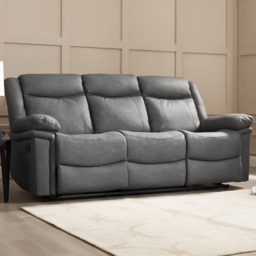 Home Detail Rowan 3 Seater Grey Faux Leather Manual Recliner Sofa - Wilko