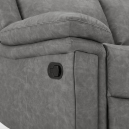 Home Detail Rowan 3 Seater Grey Faux Leather Manual Recliner Sofa - Wilko - thumbnail 7