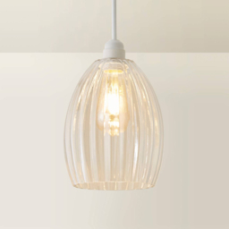 ValueLights Cheltenham Ribbed Glass Easy Fit Pendant Shade - Size: 21.5 x 17 x 17cm - Clear - Wilko - thumbnail 6