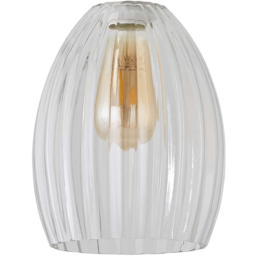 ValueLights Cheltenham Ribbed Glass Easy Fit Pendant Shade - Size: 21.5 x 17 x 17cm - Clear - Wilko