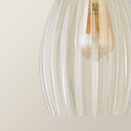 ValueLights Cheltenham Ribbed Glass Easy Fit Pendant Shade - Size: 21.5 x 17 x 17cm - Clear - Wilko - thumbnail 5