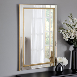 Yearn Timeless Gold Brass Large Bevelled Wall Mirror 106 x 75cm - Wilko - thumbnail 3