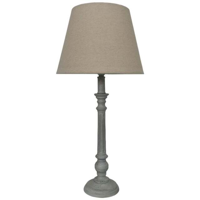 Acacia Home Cream Linen Shade Grey Table Lamp - Size: 54 x 12 x 12cm - Wilko - image 1
