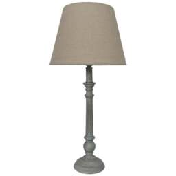 Acacia Home 54cm Washed Wood Table Lamp with Taupe Linen Shade - Size: 54 x 12 x 12cm - Cream - Wilko