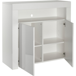 MMT Furniture Designs 2 Door Single Shelf Matt Gloss White Modern Buffet Cabinet with LED - Size: 83 x 90 x 35cm - Wilko - thumbnail 4