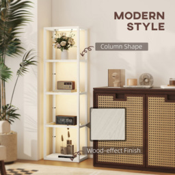 HOMCOM 4 Shelf Oak Glass Dimmable LED Floor Lamp - Size: 25 x 37 x 54cm - Yellow - Wilko - thumbnail 5
