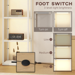 HOMCOM 4 Shelf Oak Glass Dimmable LED Floor Lamp - Size: 25 x 37 x 54cm - Yellow - Wilko - thumbnail 6