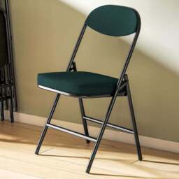HOMCOM Set of 4 Teal Steel Frame Foldable Chair with Cushioned Seat - Green - Wilko