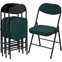 HOMCOM Set of 4 Teal Steel Frame Foldable Chair with Cushioned Seat - Green - Wilko - thumbnail 3