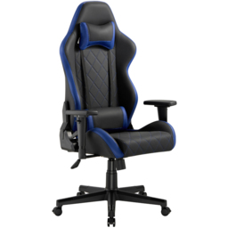 TTAP Monaco Black and Blue Faux Leather Swivel Gaming Chair - Size: 133.5 x 70 x 70cm - Wilko - thumbnail 3