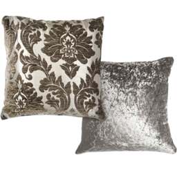 Serene Baroque Charcoal Cushion Cover 43 x 43cm - Grey - Wilko