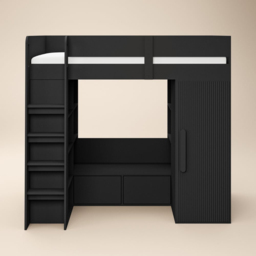 Flair Aspen Black Ribbed High Sleeper with Storage and Wardrobe - Size: Single - Wilko - thumbnail 4