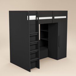Flair Aspen Black Ribbed High Sleeper with Storage and Wardrobe - Size: Single - Wilko - thumbnail 3