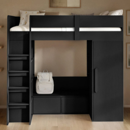 Flair Aspen Black Ribbed High Sleeper with Storage and Wardrobe - Size: Single - Wilko - thumbnail 5