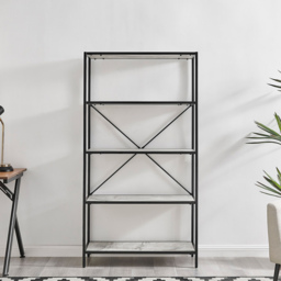 Furniture Box Kelton Black and White Marble Box Shelf Unit - Size: 34 x 90 x 170cm - Furniturebox - Wilko - thumbnail 4