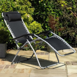 Marco Paul Gravity Garden Recliner Sun Lounger Set of 2 - Size: 1 Seater - Black - Wilko