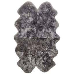 Origins Genuine Sheepskin Grey Quad New Zealand Wool Rug 160 x 105cm - Size: 105  x 160cm - Origins Rugs - Wilko