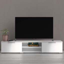 Florence Match 2 Drawers 2 Shelf White High Gloss TV Unit - Size: 39.9 x 172.7 x 33.1cm - Furniture to Go - Wilko - thumbnail 1