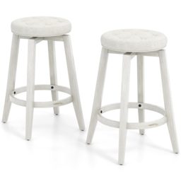 Costway White Swivel Upholstered Bar Stool Set of 2 - Size: 81 x 52 x 17cm - Wilko - thumbnail 3