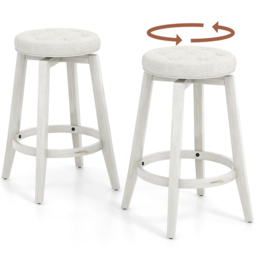 Costway White Swivel Upholstered Bar Stool Set of 2 - Size: 81 x 52 x 17cm - Wilko - thumbnail 4