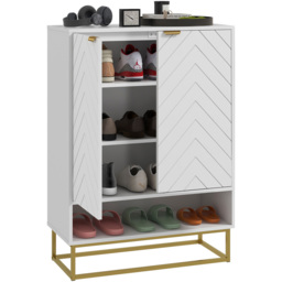 Portland 2 Door Single Shelf White Shoe Cabinet - Wilko - thumbnail 3
