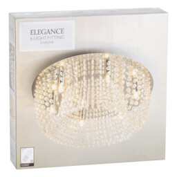 Elegance Crystal Jewelled 6 Light Ceiling Fitting - Size: 45 x 17 x 45cm - Wilko - thumbnail 5